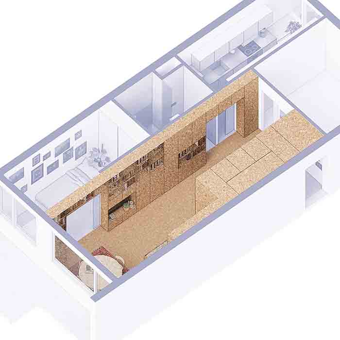 Byt s vestavbou z korku_2